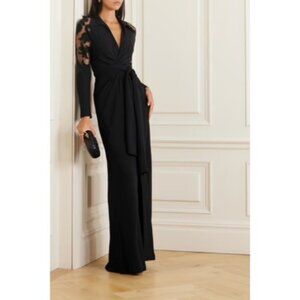 ETRO Cutout Tulle & Crepe Tie Front black Gown dress  6US / 42IT